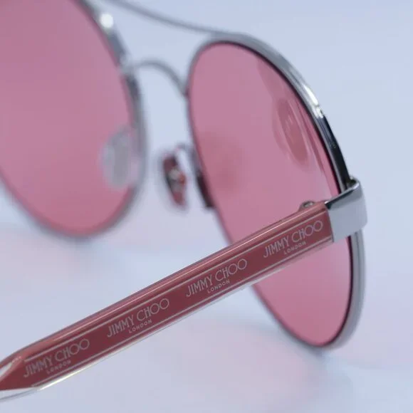 🕶️ New Jimmy Choo YANN/S 010 UR Sunglasses - Shiny Palladium with Pink Frame - Picture 7 of 11